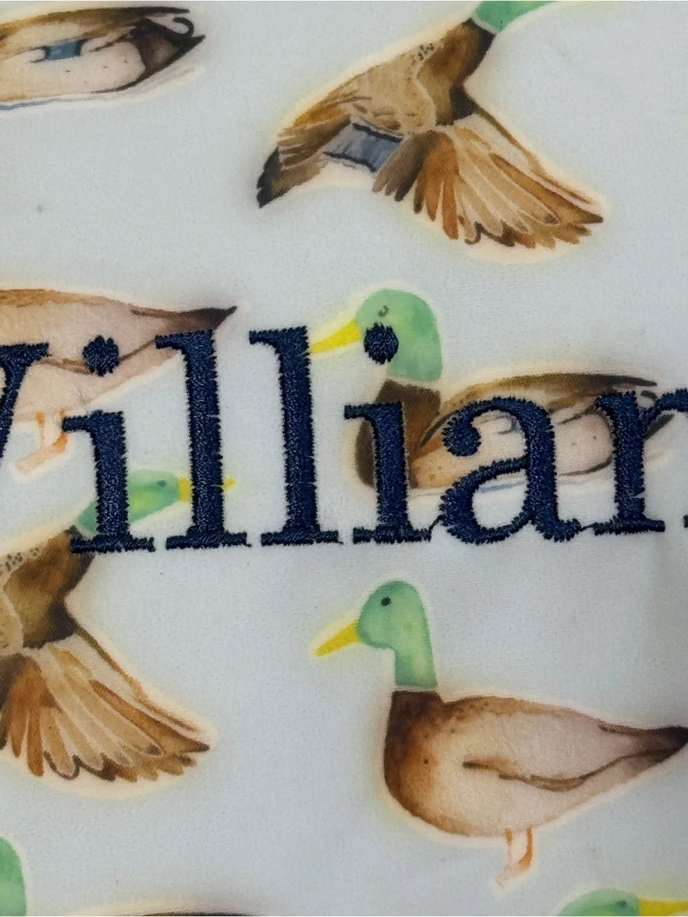 William monogrammed mallard ducks go bag water resistant wipeable embroidery